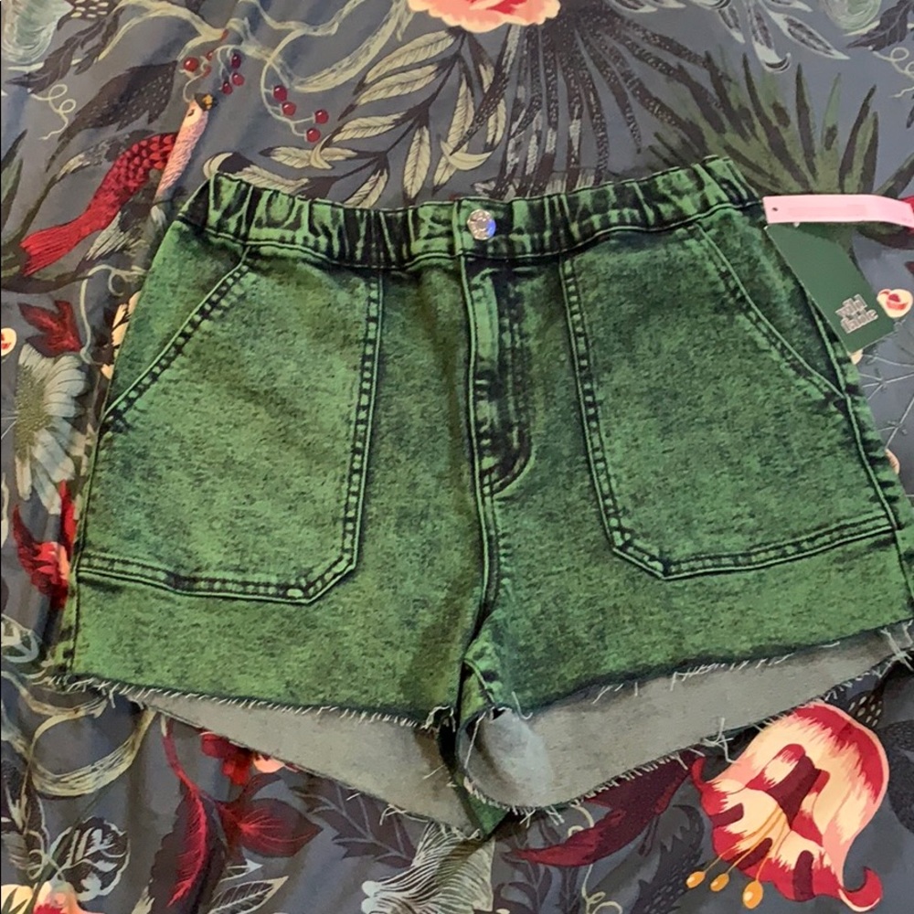 Green washed jean shorts wild fable